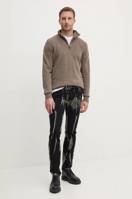 Вълнен пуловер Barbour MKN0339 бежов AA00
