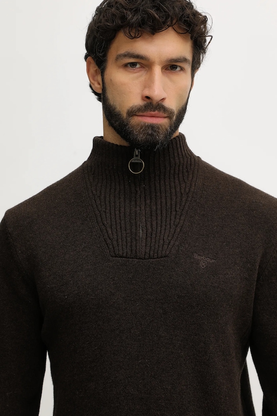 Barbour sweter wełniany brązowy MKN0339