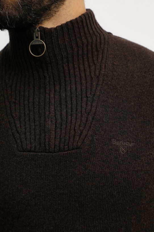 Barbour sweter wełniany MKN0339 brązowy