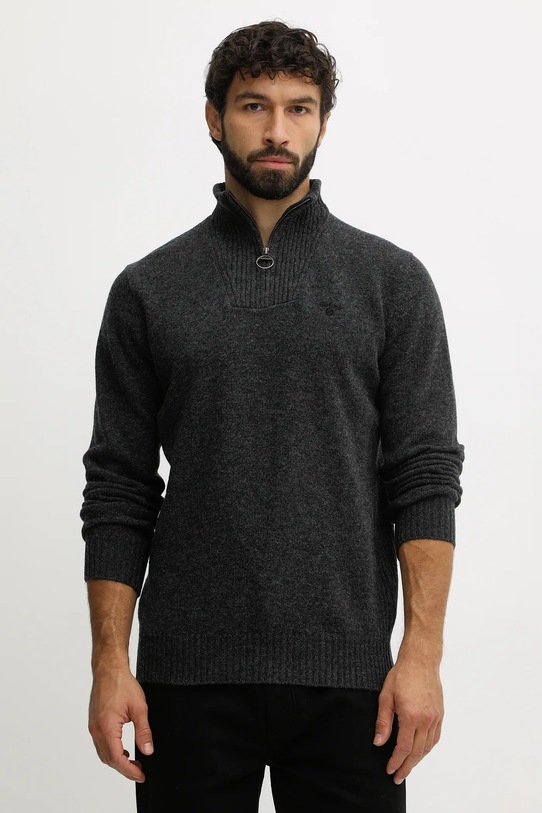 Barbour sweter wełniany wełna szary MKN0339