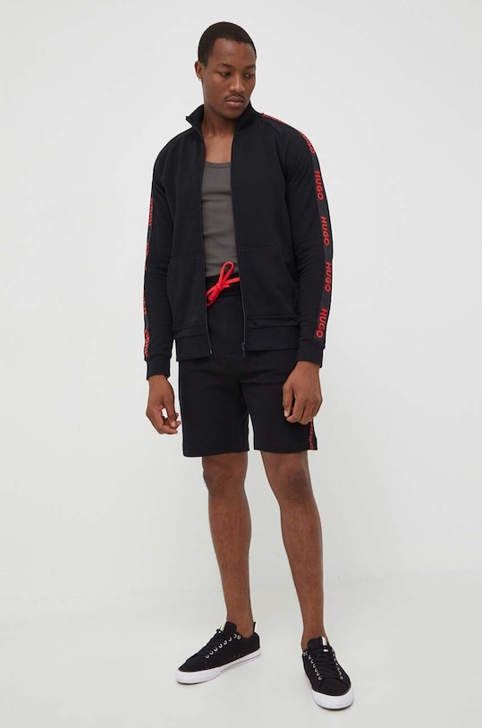 HUGO pamut pulóver otthoni viseletre 50496985 fekete SS24