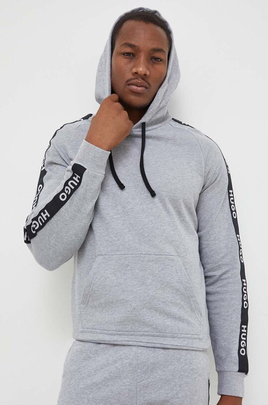 Βαμβακερό φούτερ HUGO με κουκούλα γκρί 50497003