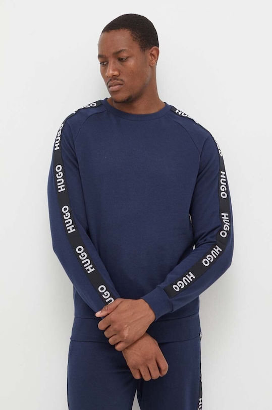 Бавовняна кофта лаунж HUGO без капюшона блакитний 50504273