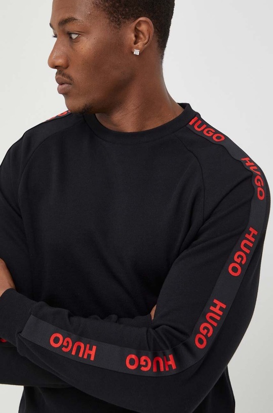 HUGO bluza bawełniana lounge aplikacja czarny 50504273