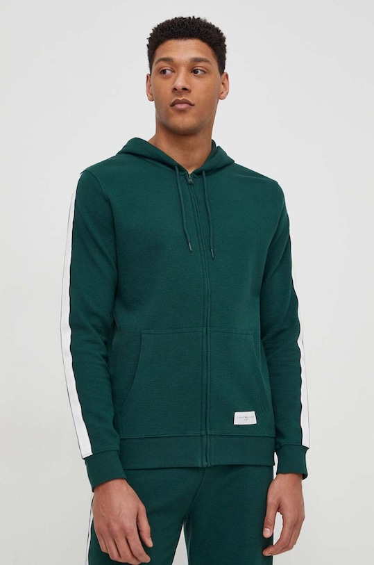 Tommy Hilfiger bluza bawełniana lounge z kapturem zielony UM0UM03011