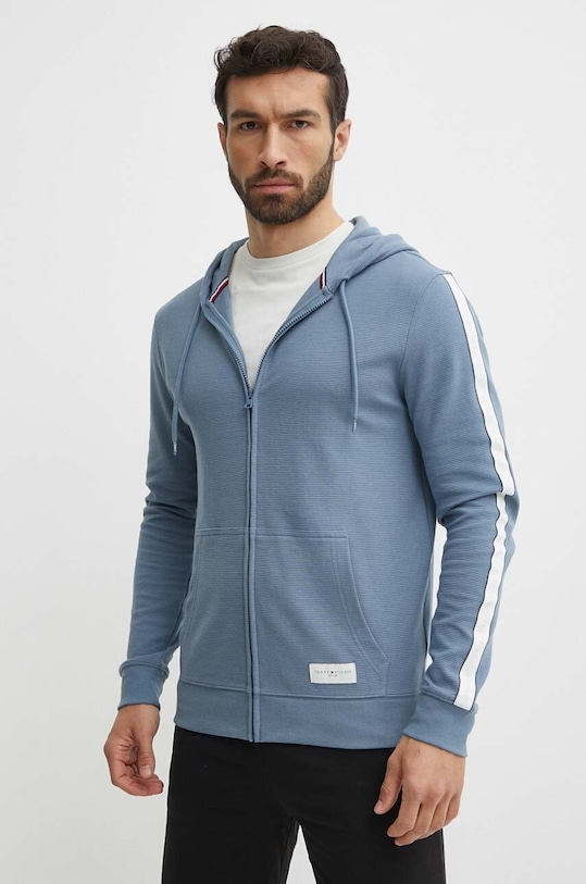 Tommy Hilfiger bluza bawełniana lounge z kapturem niebieski UM0UM03011