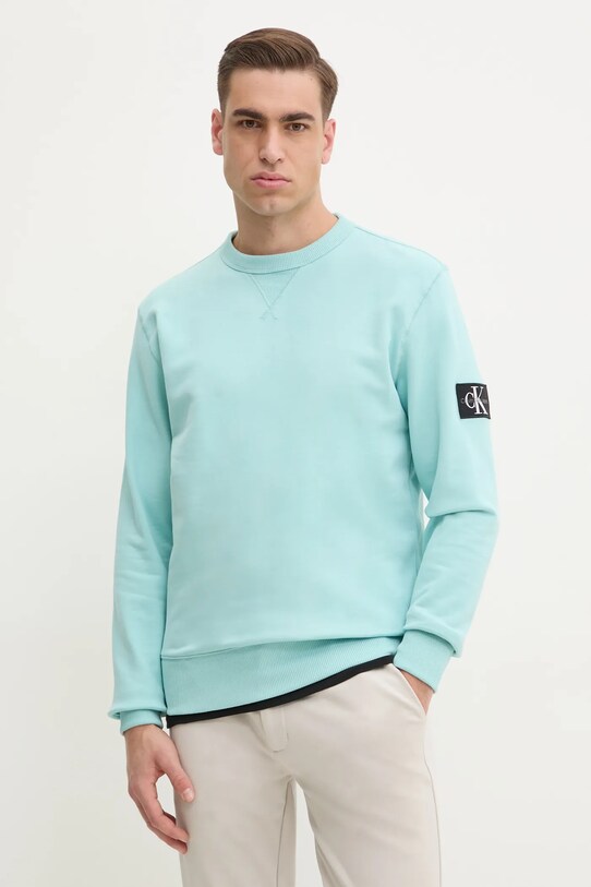 Хлопковая кофта Calvin Klein Jeans бирюзовый J30J323426
