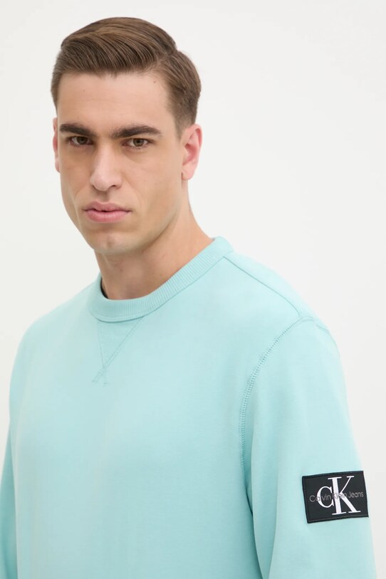 Хлопковая кофта Calvin Klein Jeans бирюзовый J30J323426