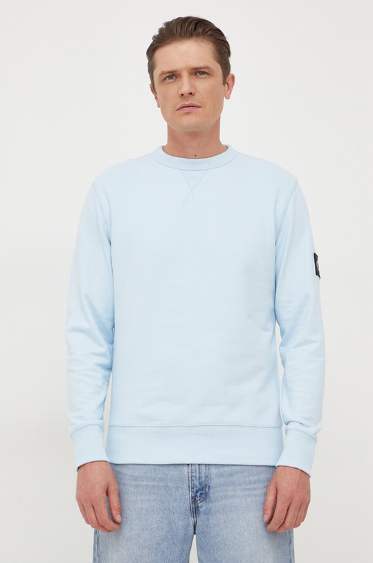 Бавовняна кофта Calvin Klein Jeans бавовна блакитний J30J323426