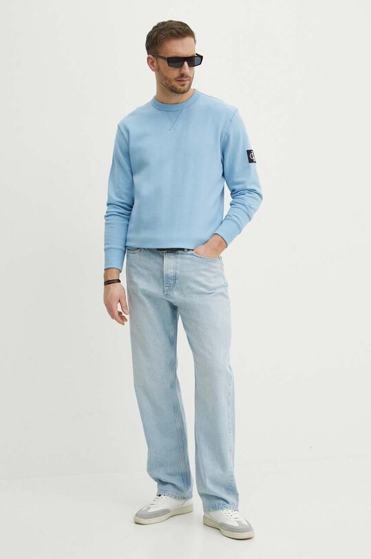 Calvin Klein Jeans pamut melegítőfelső J30J323426 kék AA00