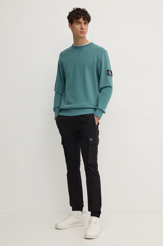 Calvin Klein Jeans hanorac de bumbac J30J323426 turcoaz AA00