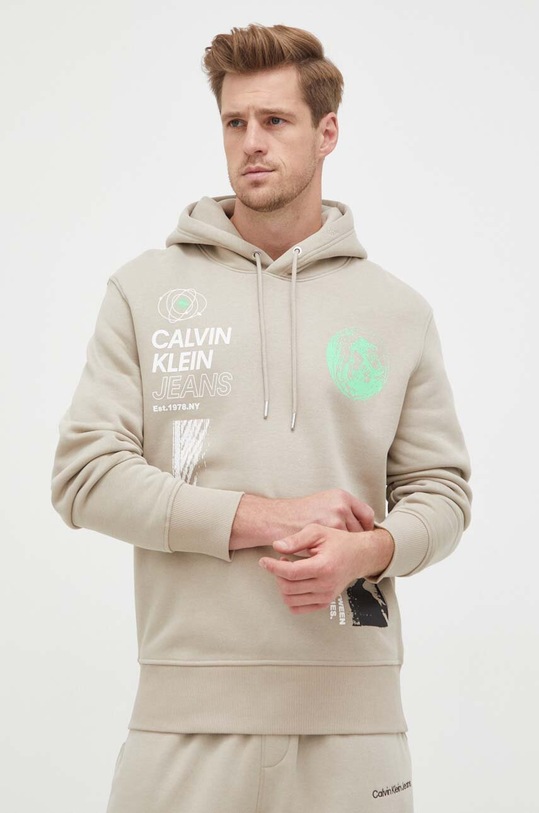 Calvin Klein Jeans bluza z kapturem beżowy J30J324103