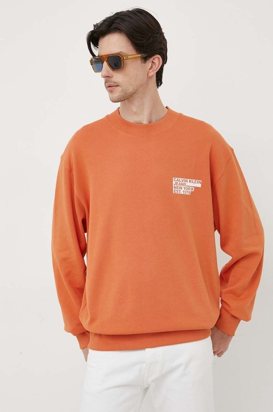 Ruházat Calvin Klein Jeans pamut melegítőfelső J30J324311 narancssárga