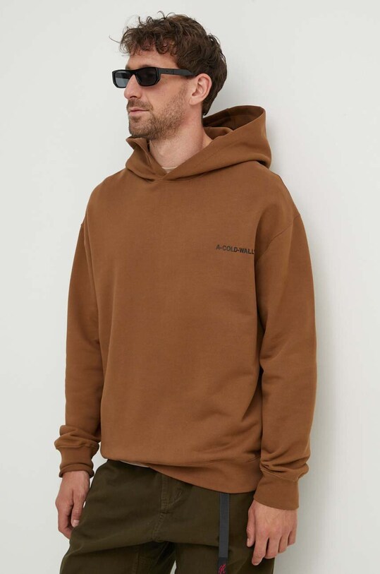 A-COLD-WALL* hanorac de bumbac ESSENTIALS SMALL LOGO HOODIE uni maro ACWMW145