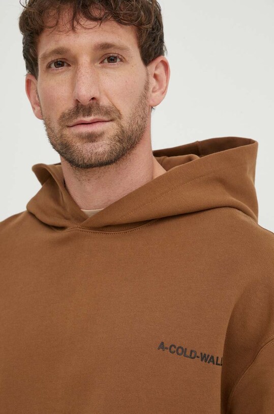 A-COLD-WALL* hanorac de bumbac ESSENTIALS SMALL LOGO HOODIE maro ACWMW145