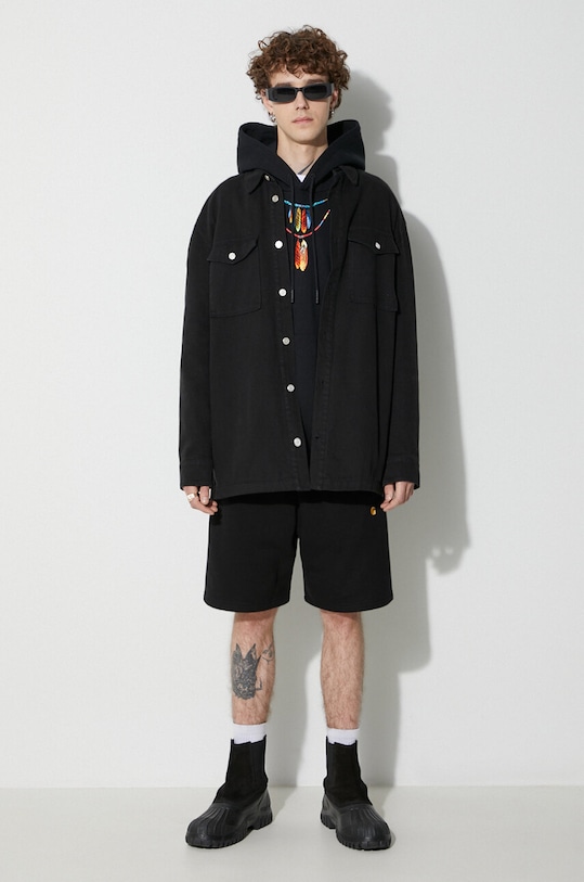 Marcelo Burlon hanorac de bumbac Feather Necklace CMBB040C99FLE0021025 negru AW23