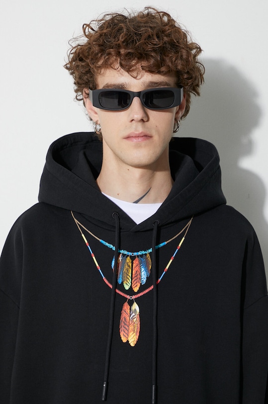 Marcelo Burlon hanorac de bumbac Feather Necklace CMBB040C99FLE0021025 negru