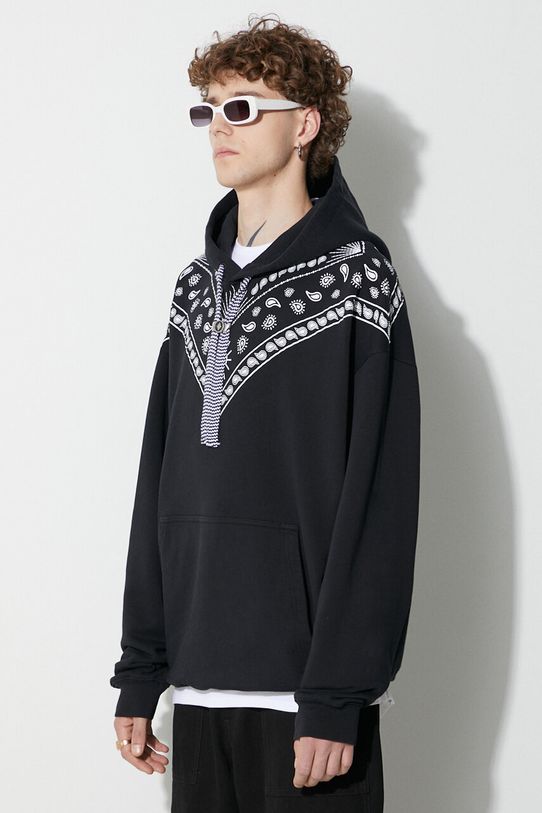 Marcelo Burlon hanorac de bumbac bandană print negru CMBB106F23FLE0071001