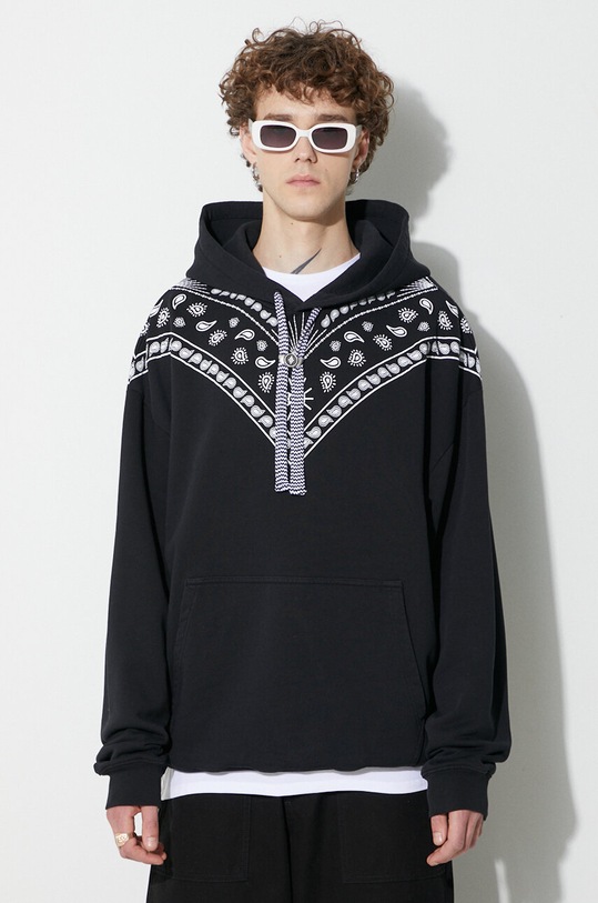 Marcelo Burlon hanorac de bumbac bandană negru CMBB106F23FLE0071001