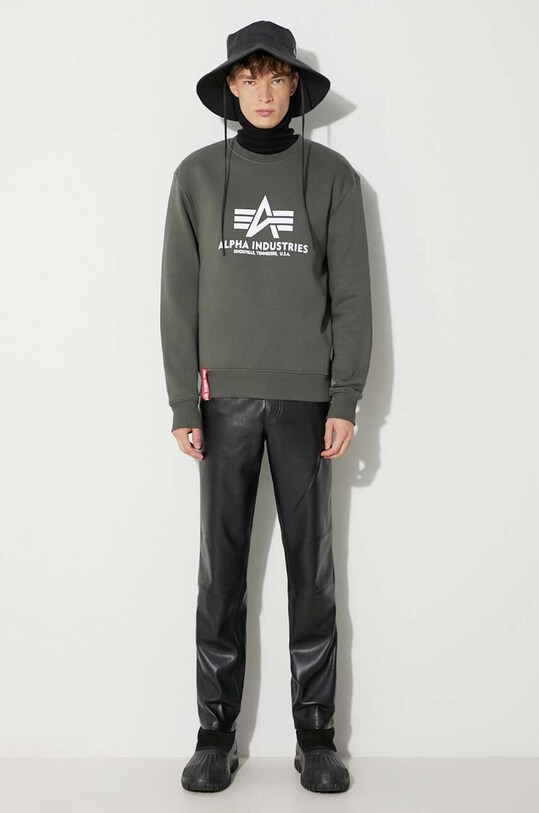 Alpha Industries bluză Basic Sweater 178302.142 verde SS25