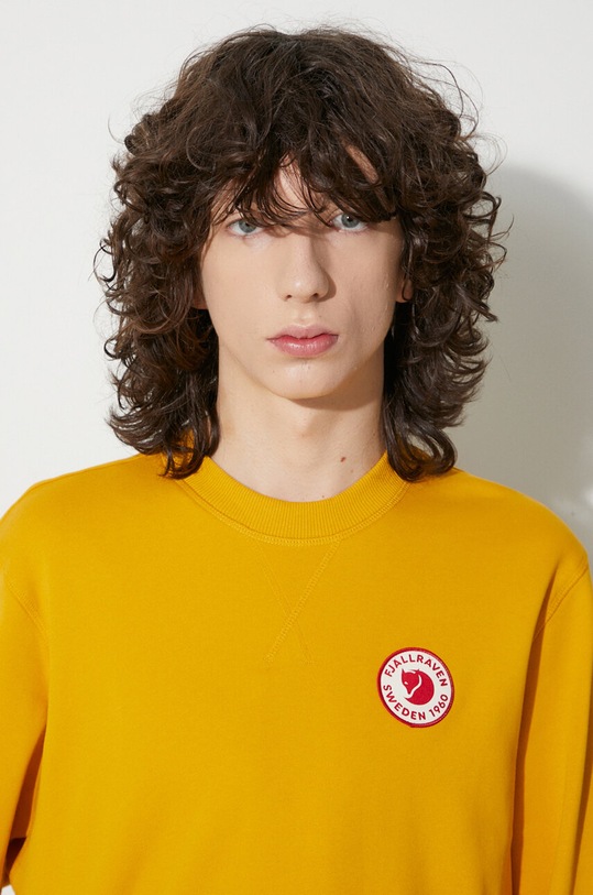 Памучен суичър Fjallraven 1960 Logo Badge Sweater F87163.161 жълт