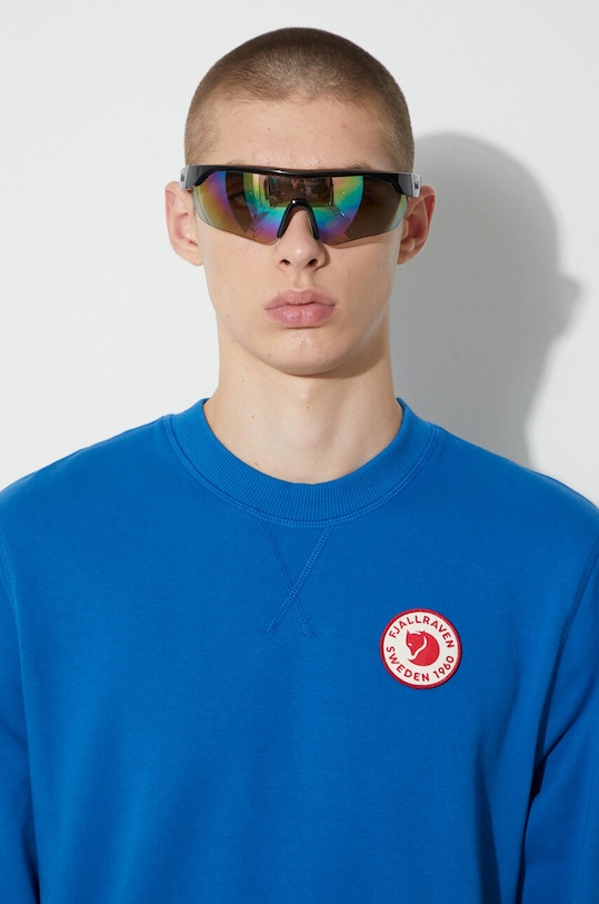 Pamučna dukserica Fjallraven 1960 Logo Badge Sweater F87163.538 plava