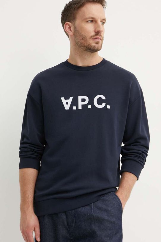 A.P.C. bluza bawełniana aplikacja granatowy COFDX.H27836