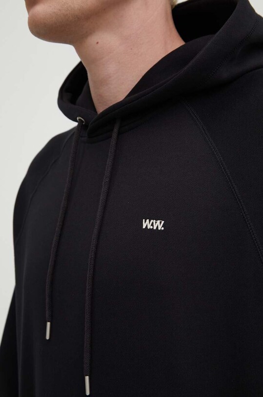 Хлопковая кофта Wood Wood Essential fred classic hoodie 20005602.2493 чёрный