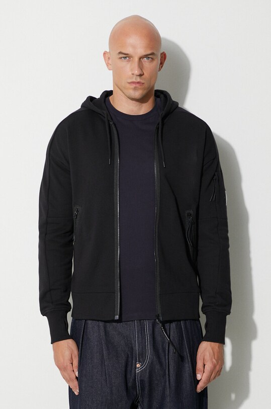 C.P. Company bluza bawełniana DIAGONAL RAISED FLEECE ZIPPED LENS HOODIE