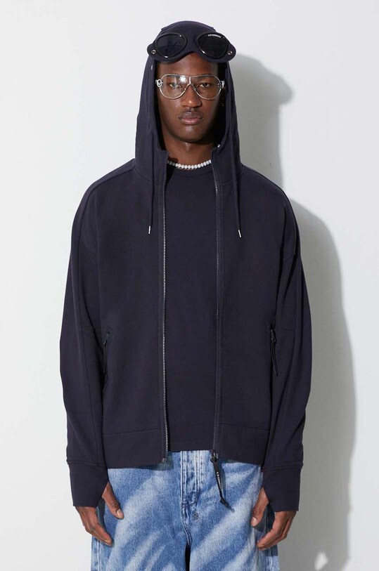 C.P. Company bluza bawełniana DIAGONAL RAISED FLEECE ZIPPED GOGGLE HOODIE