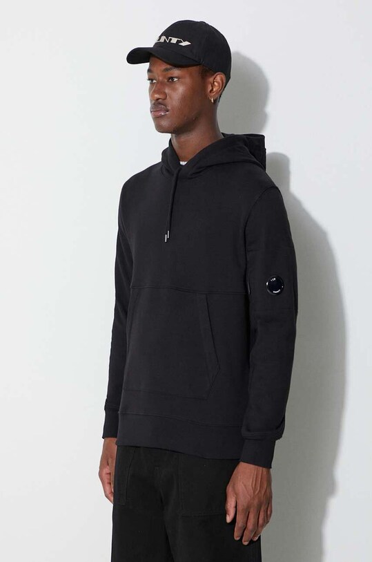 C.P. Company bluza bawełniana DIAGONAL RAISED FLEECE LENS HOODIE czarny 15CMSS023A005086W