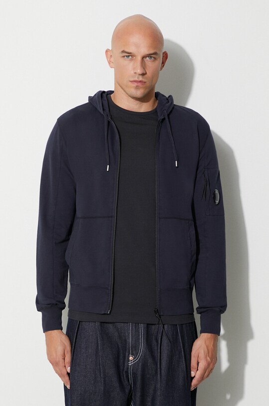 C.P. Company bluza bawełniana LIGHT FLEECE RIBBED ZIPPED HOODIE