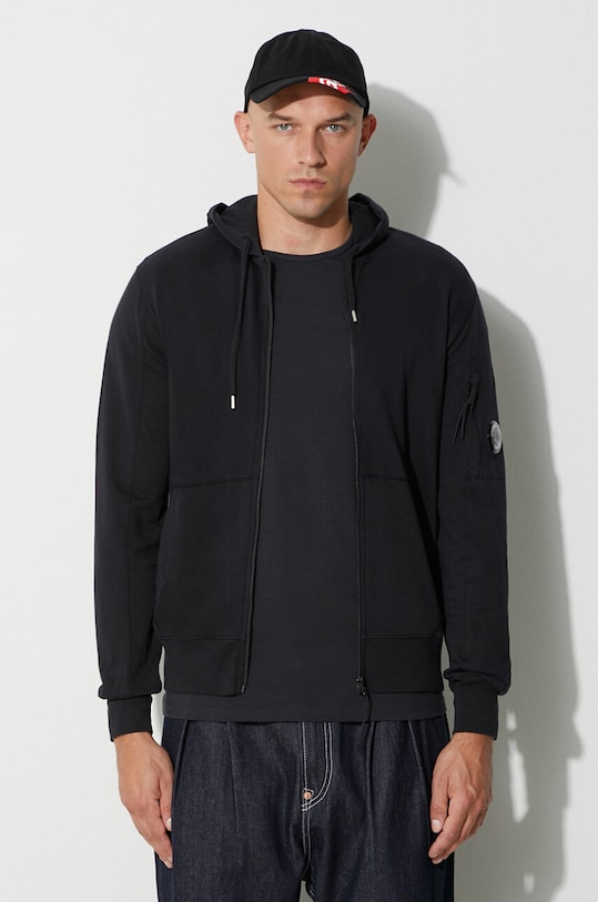 C.P. Company bluza bawełniana LIGHT FLEECE RIBBED ZIPPED HOODIE