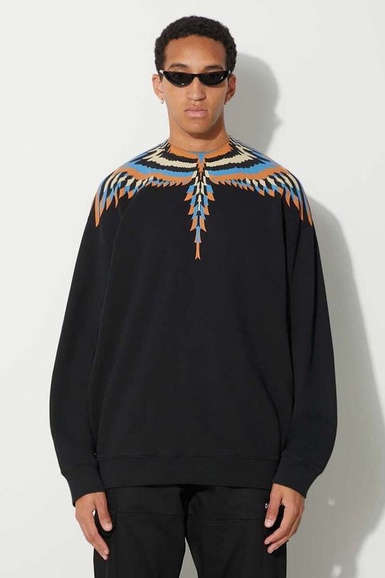 Marcelo Burlon hanorac de bumbac Optical Wings print negru CMBA097F23FLE0011033