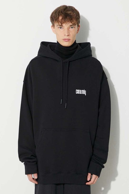 Бавовняна кофта Marcelo Burlon Disco God з капюшоном чорний CMBB106F23FLE0061001