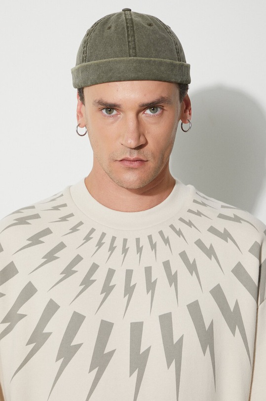 Bavlněná mikina Neil Barett FAIRISLE THUNDERBOLT PBJS010S.V517S.3718 béžová