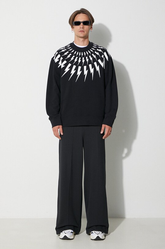 Neil Barett sweatshirt FAIRISLE THUNDERBOLT PBJS010S.V517S.524 black AW23