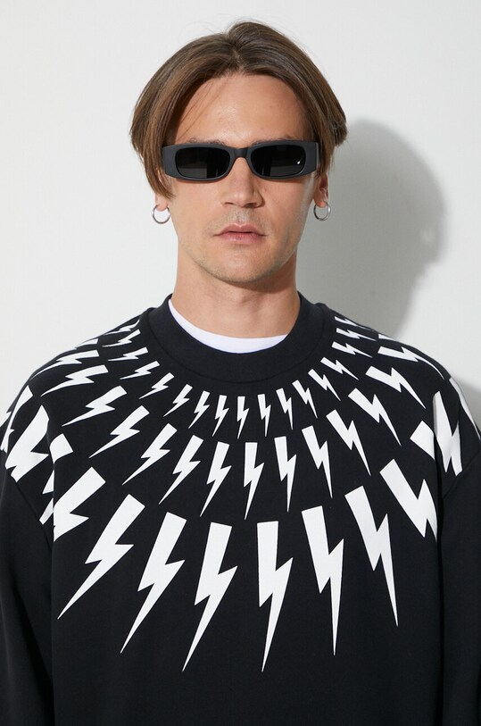 Neil Barett sweatshirt FAIRISLE THUNDERBOLT PBJS010S.V517S.524 black