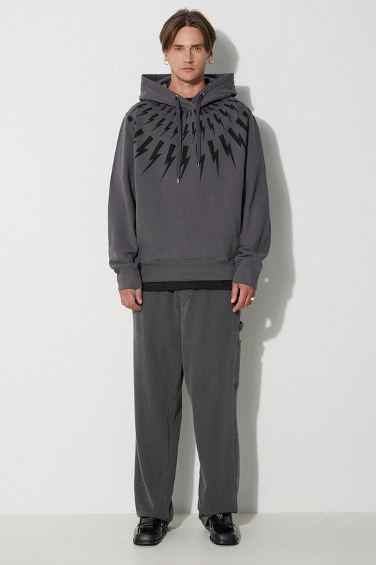 Neil Barett cotton sweatshirt FAIRISLE THUNDERBOLT PBJS186.V517S.3543 gray AW23