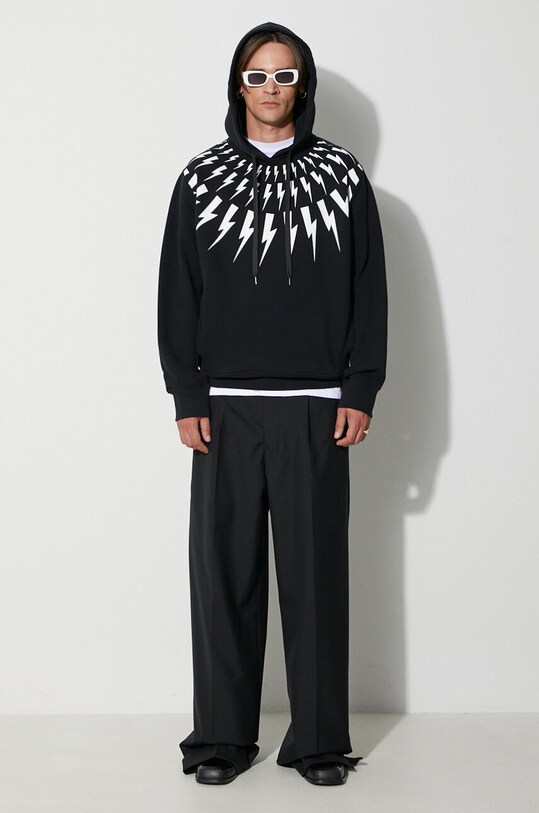Neil Barett cotton sweatshirt FAIRISLE THUNDERBOLT PBJS186.V517S.524 black AW23