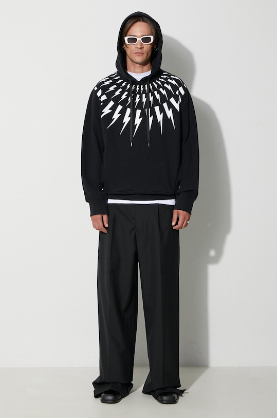 Neil Barett hanorac de bumbac FAIRISLE THUNDERBOLT PBJS186.V517S.524 negru AW23