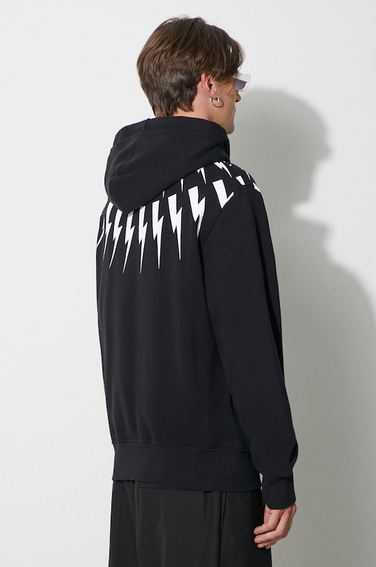 Îmbrăcăminte Neil Barett hanorac de bumbac FAIRISLE THUNDERBOLT PBJS186.V517S.524 negru