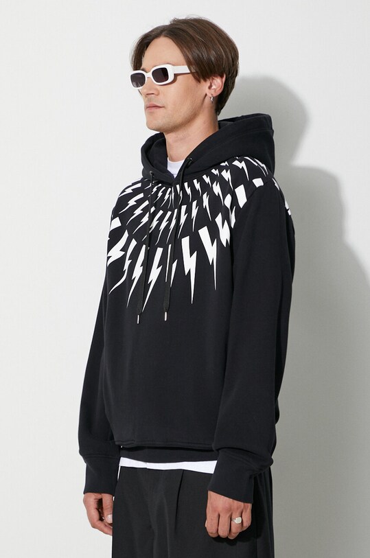 Neil Barett cotton sweatshirt FAIRISLE THUNDERBOLT black PBJS186.V517S.524