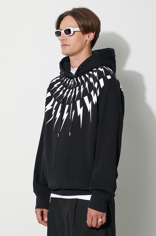 Neil Barett hanorac de bumbac FAIRISLE THUNDERBOLT negru PBJS186.V517S.524