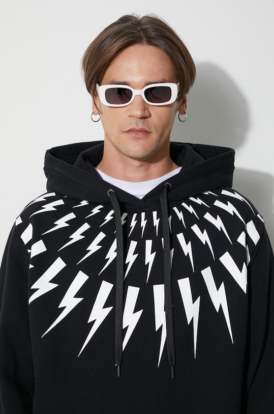 Neil Barett hanorac de bumbac FAIRISLE THUNDERBOLT PBJS186.V517S.524 negru