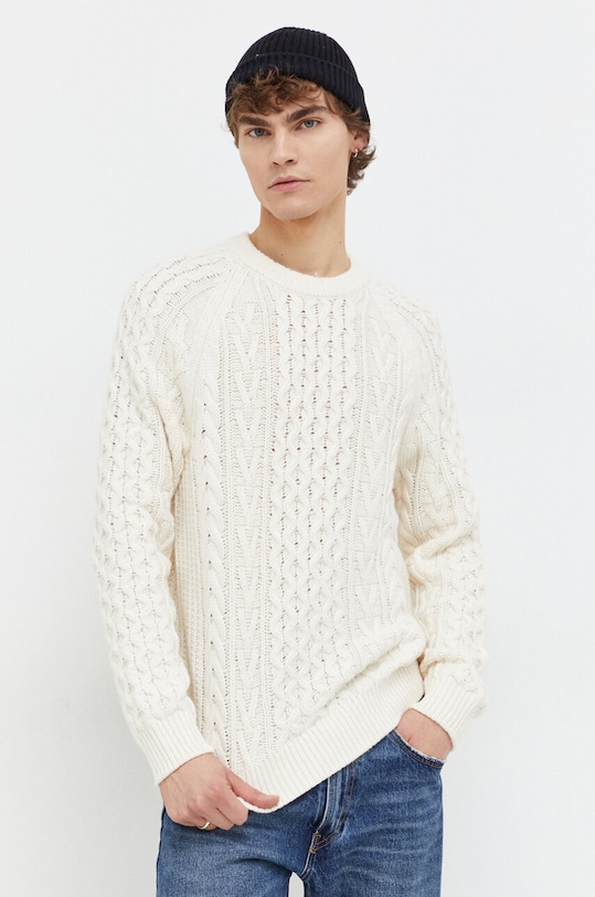 Abercrombie & Fitch sweter z domieszką wełny okrągły beżowy KI120.3241.100