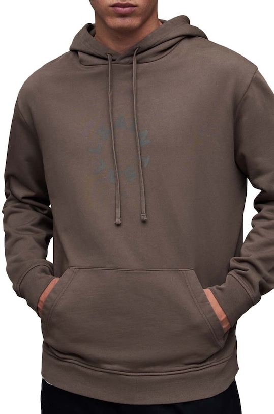 Βαμβακερή μπλούζα AllSaints MG079Z TIERRA OTH HOODY στάμπα καφέ MG079Z