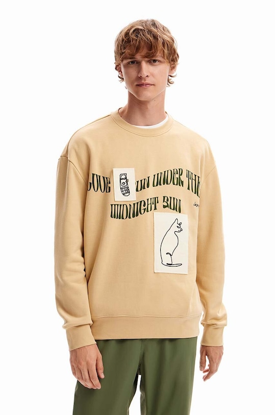 Бавовняна кофта Desigual 23WMSK07 SWEAT_JESUS бавовна бежевий 23WMSK07