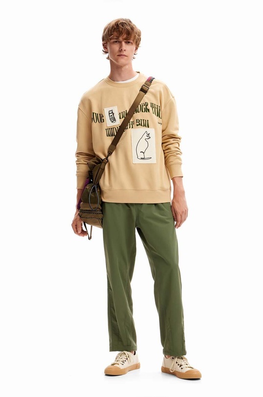 Бавовняна кофта Desigual 23WMSK07 SWEAT_JESUS бежевий 23WMSK07
