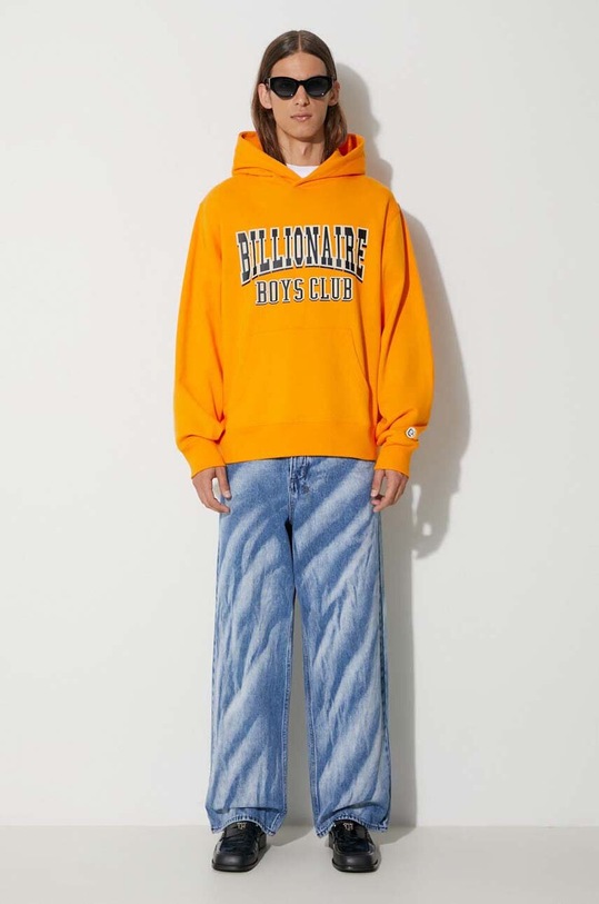 Bavlnená mikina Billionaire Boys Club VARSITY LOGO POPOVER HOOD potlač oranžová B23328